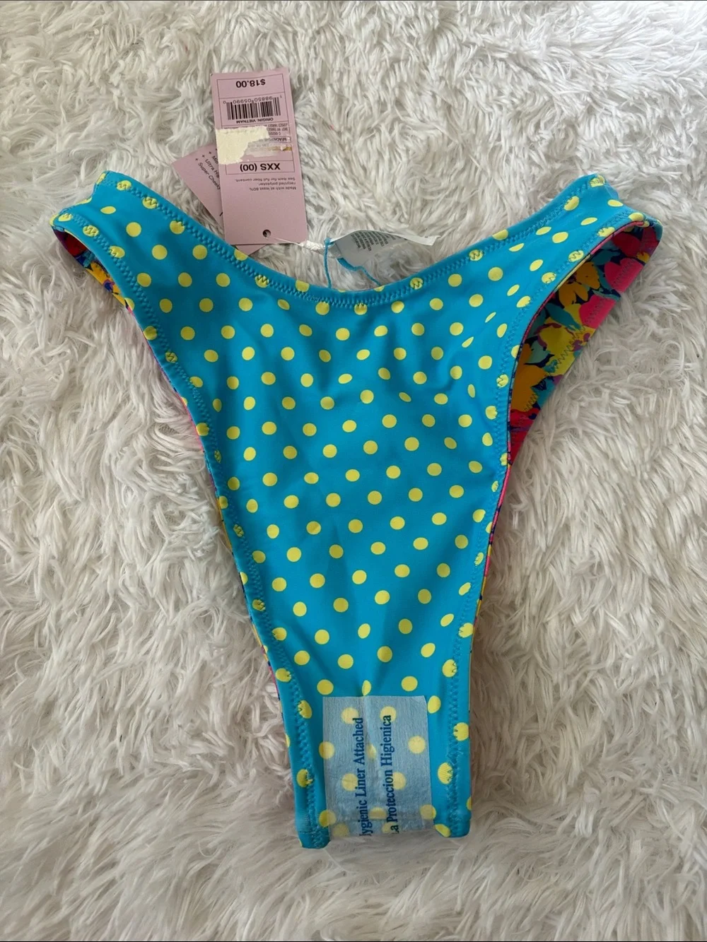 NWT Wild Fable Floral Polka Dot Reversible Ultra High Leg Swim Bottoms XXS